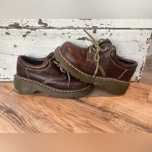 Vtg Dr. Marten Shoes Platform Brown Mens Size 7 Womens Size 9 Y2k Chunky